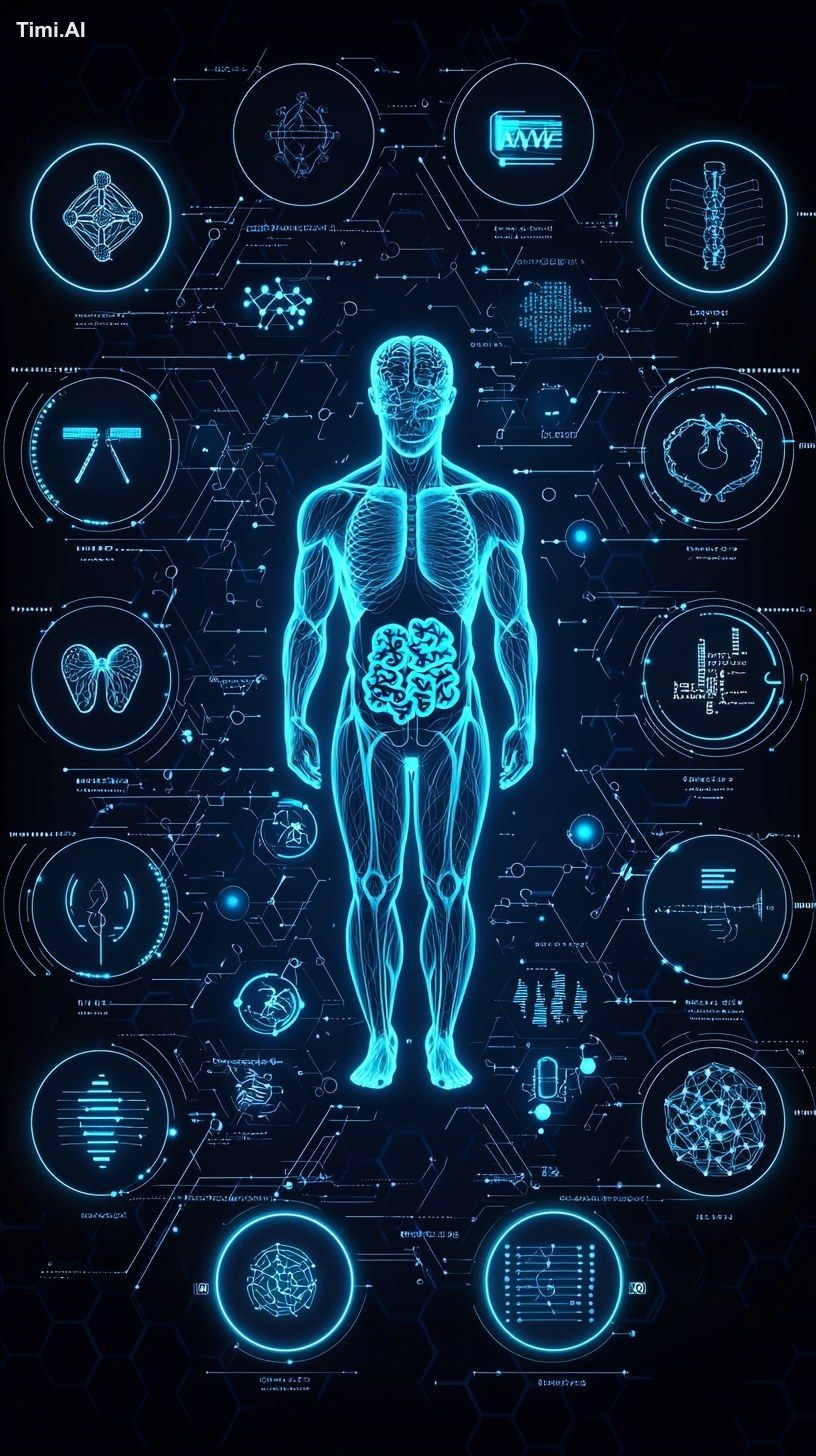 medical diagnostic interface visualization, central human fi