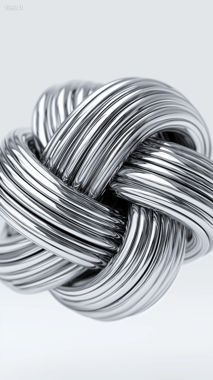 A highly detailed metallic knot, smooth chrome texture, inte