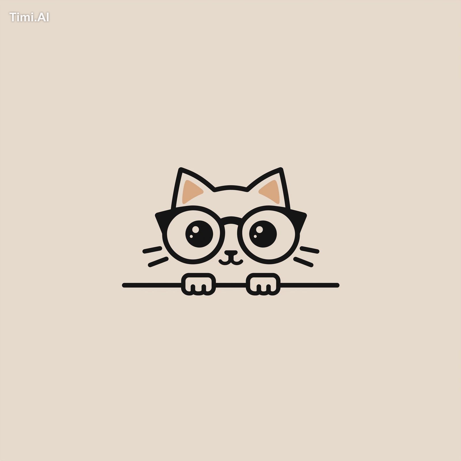 Design a minimalist and cute logo featuring a cat peeking ov