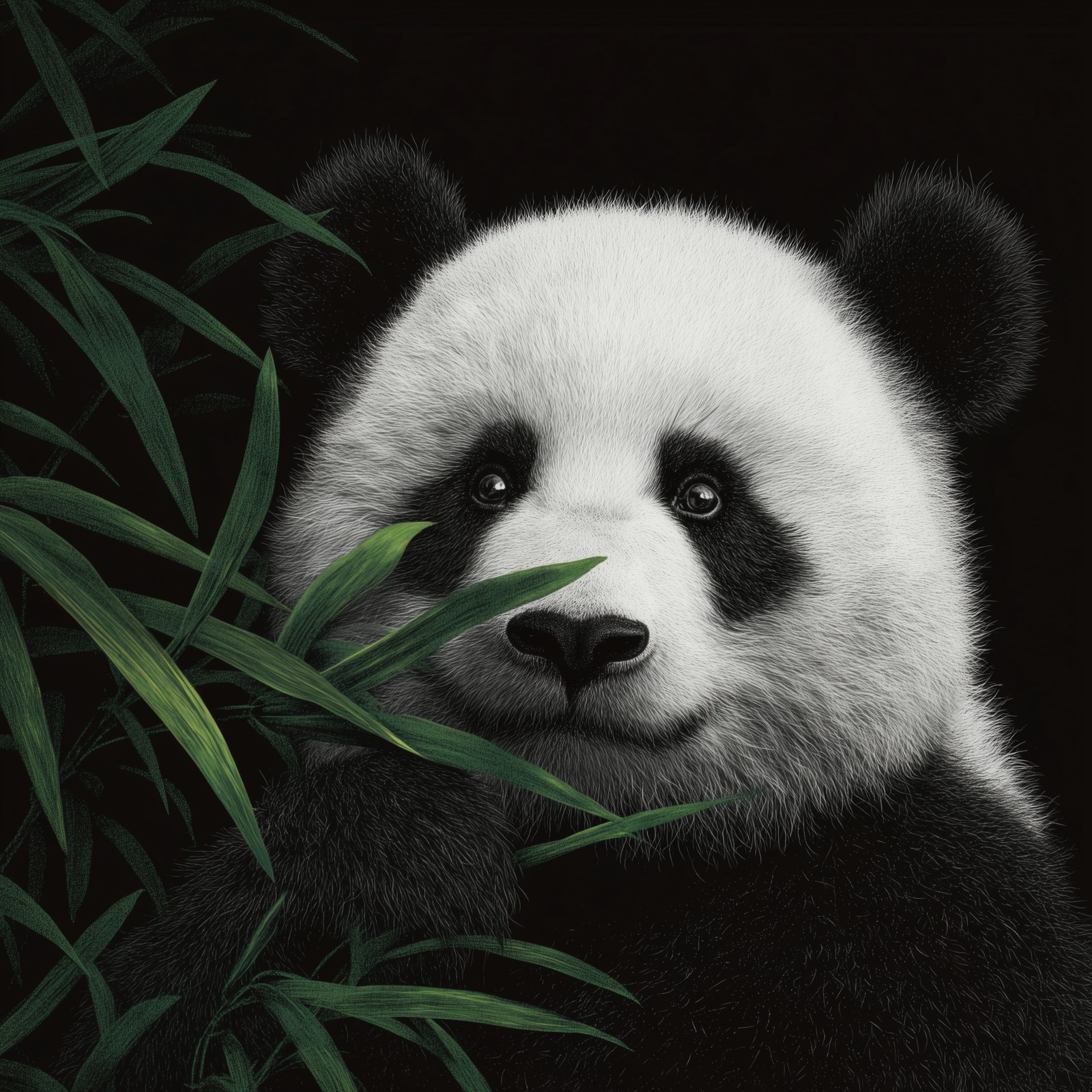 panda ,The panda is eating bamboo leaves in the bamboo fores