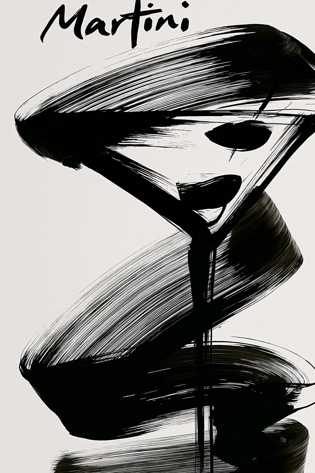 A retro 1960s stylized thin line drawing of a Martini. Above