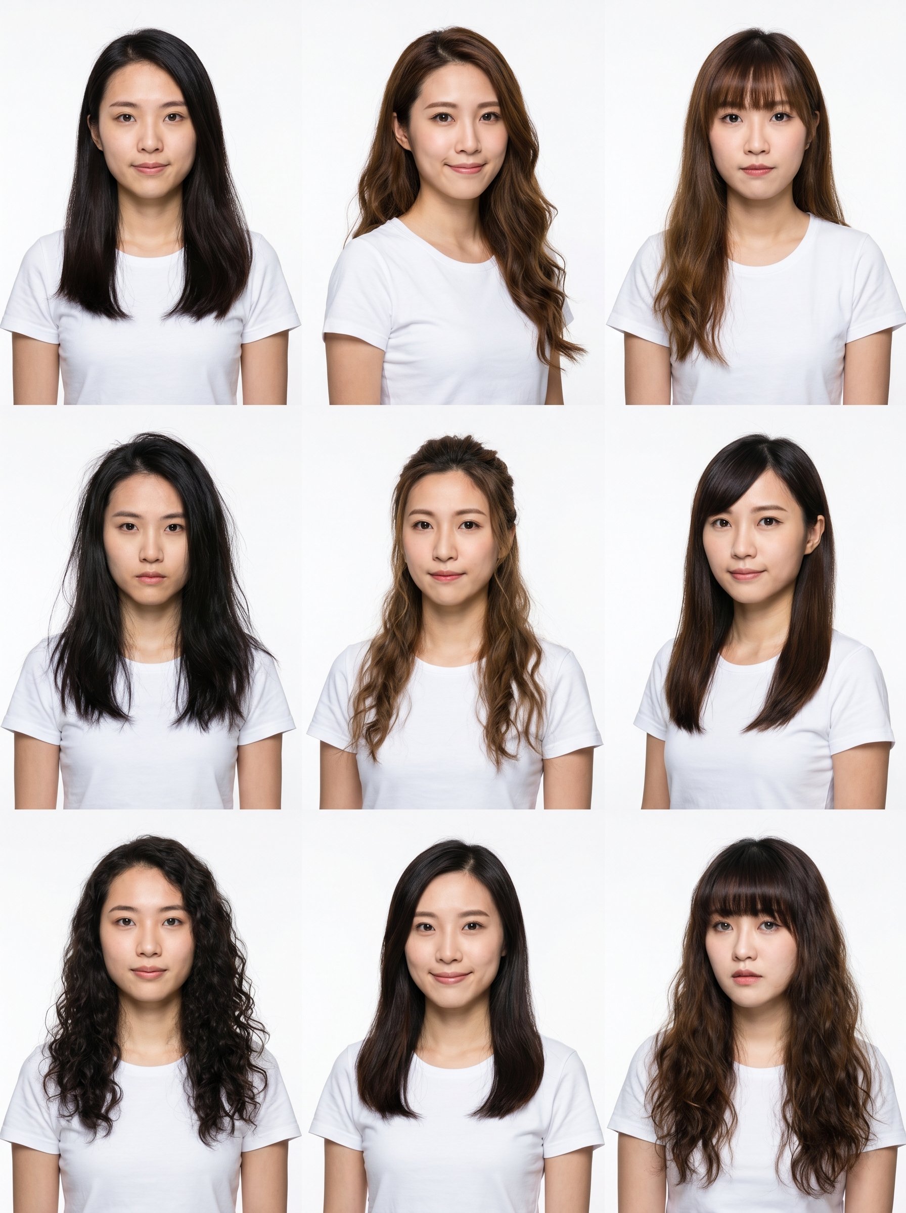 generate a 3x3 grid of portrait medium shot of 9 different e