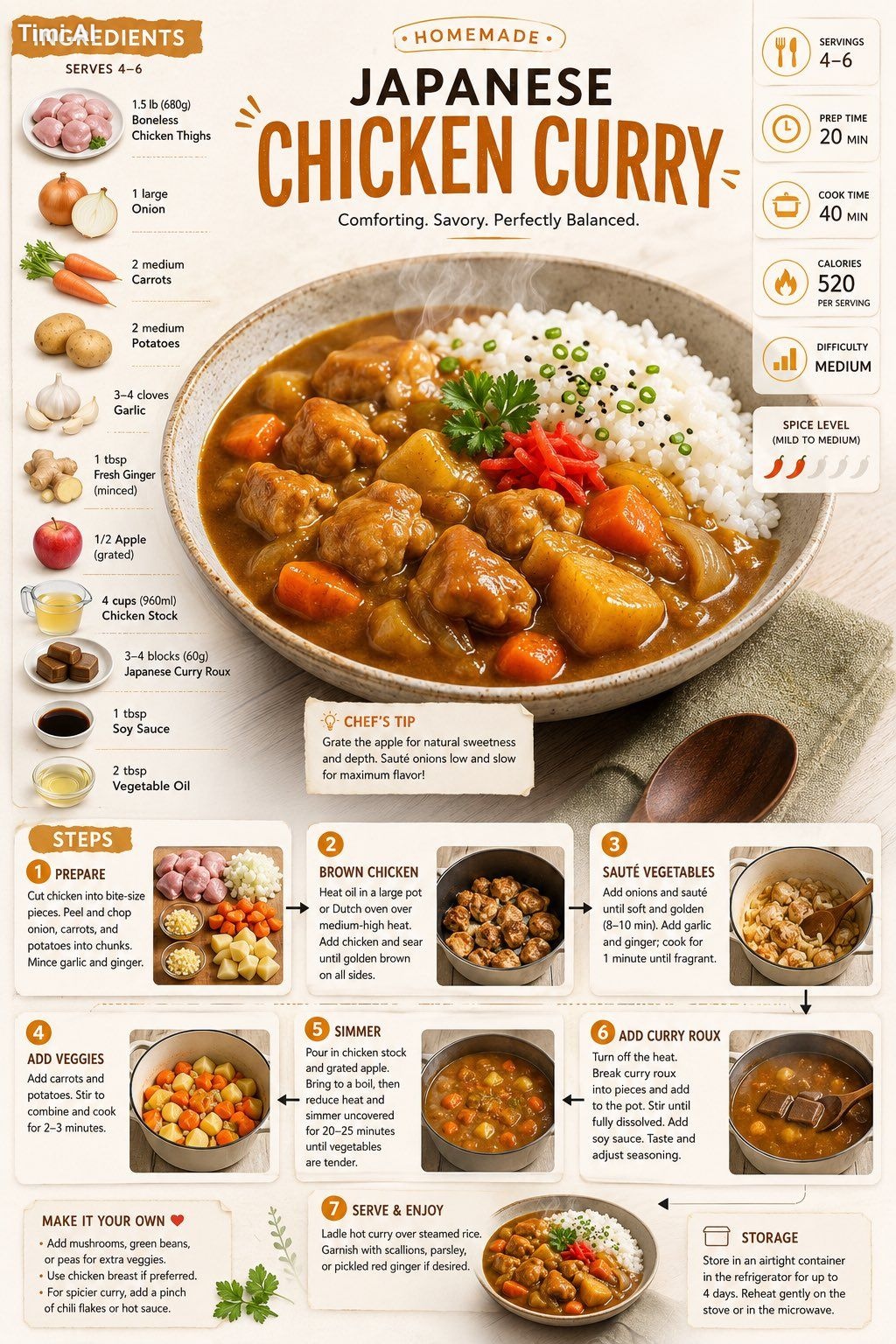 “Create an ultra-clean modern recipe infographic. Showcase a