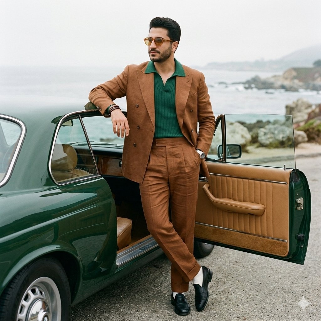 A stylish South Asian man in his late 20s to early 30s with 