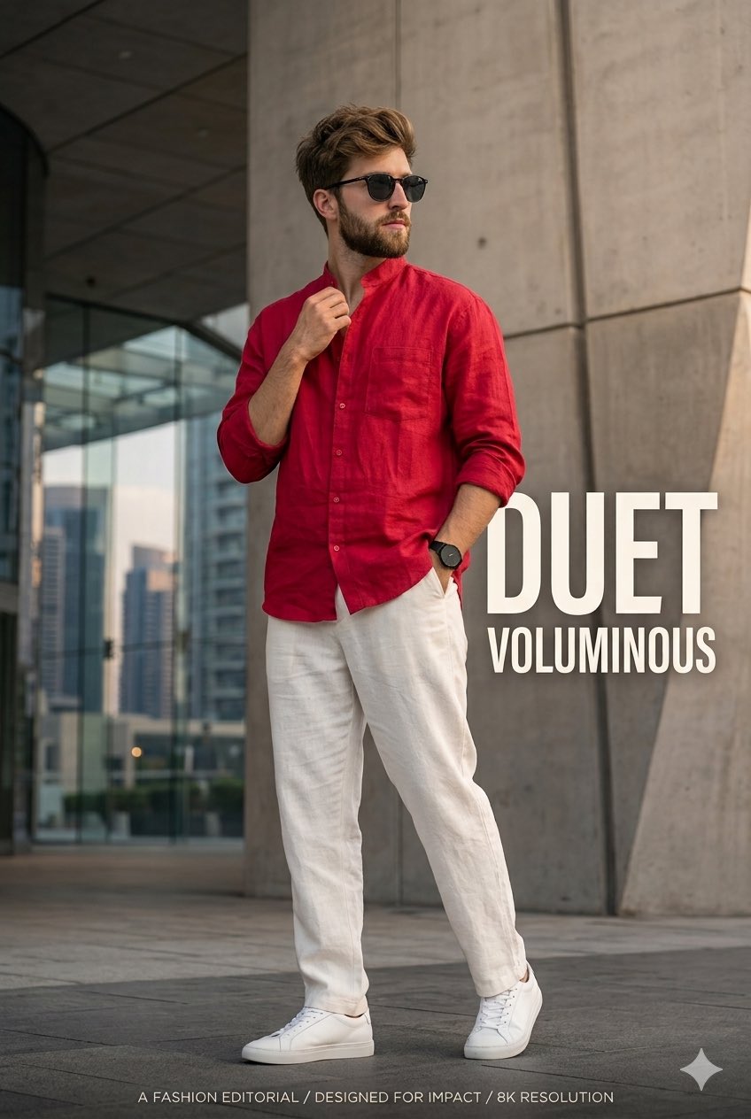 Create an ultra-realistic 8K fashion poster of @ Duet styl