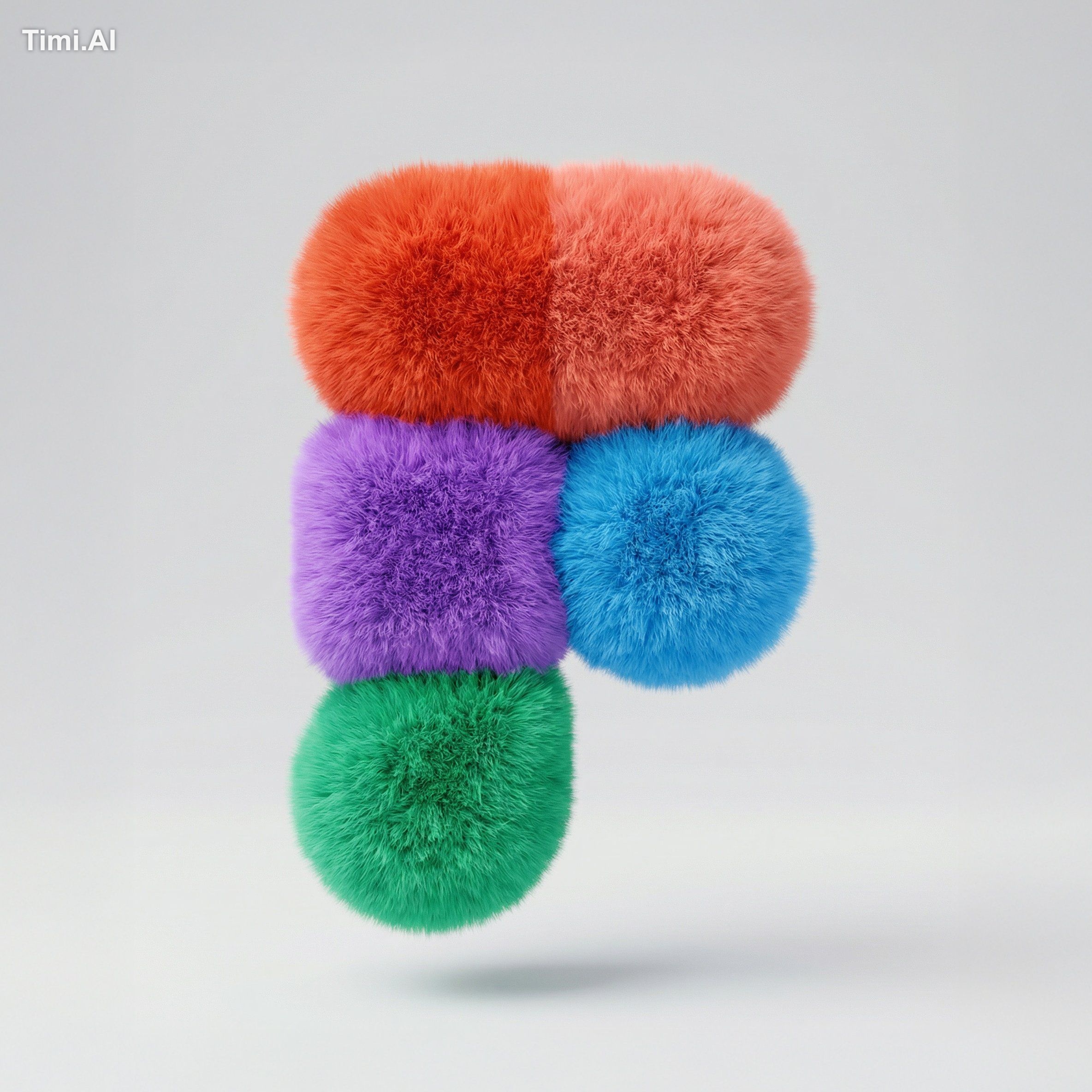 Transform a simple flat vector logo into a soft, 3D fluffy o