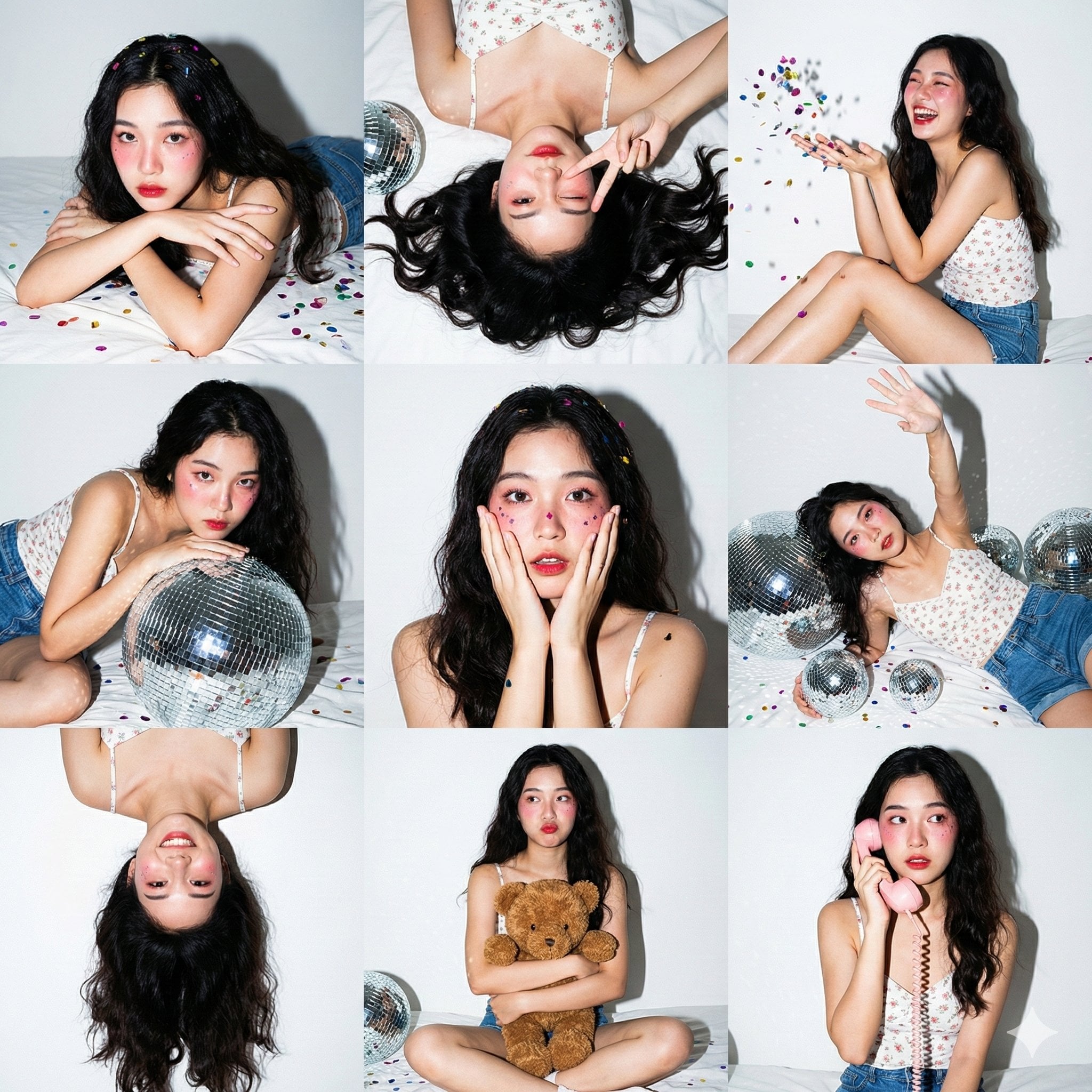 3x3 Photo Collage / 9-Panel Grid.",
      "layout": "Nine ve