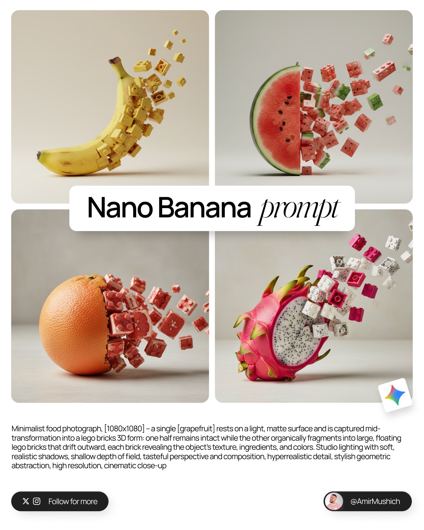 Nano Banana prompt: Lego bricked objects
Turn anything into