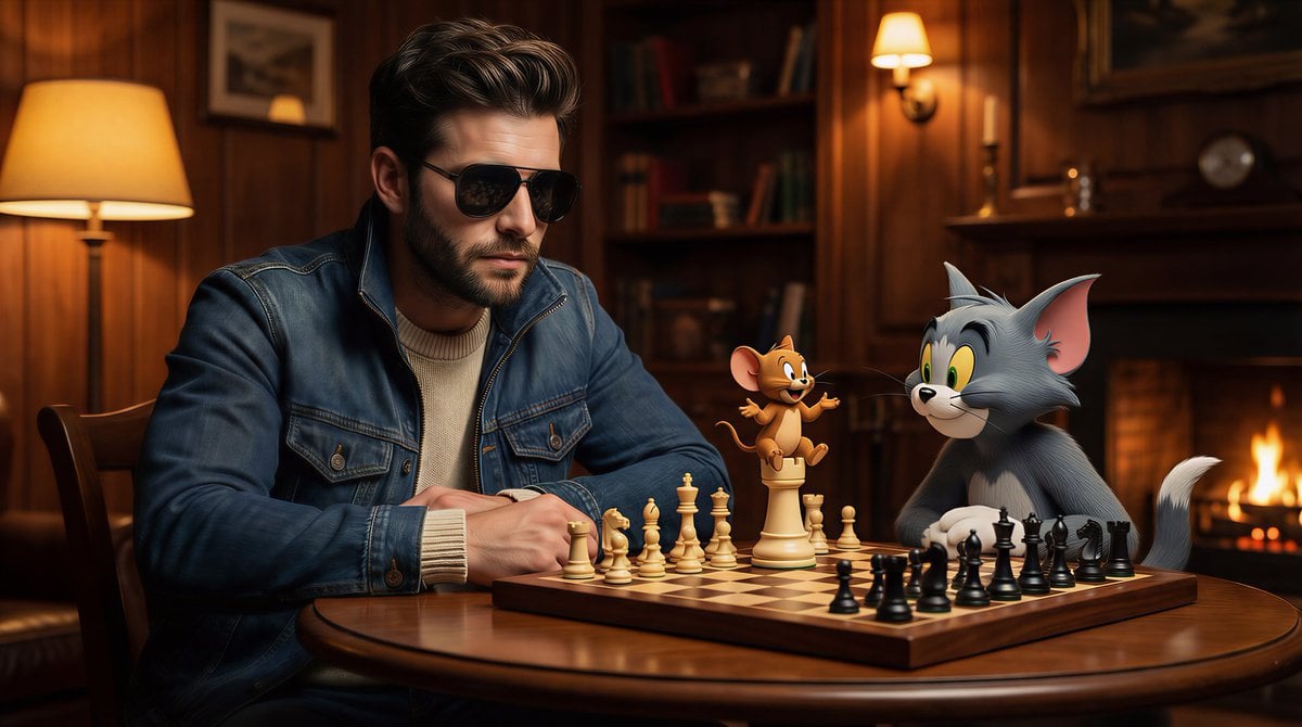 A cinematic, ultra-realistic scene of a stylish man wearing 