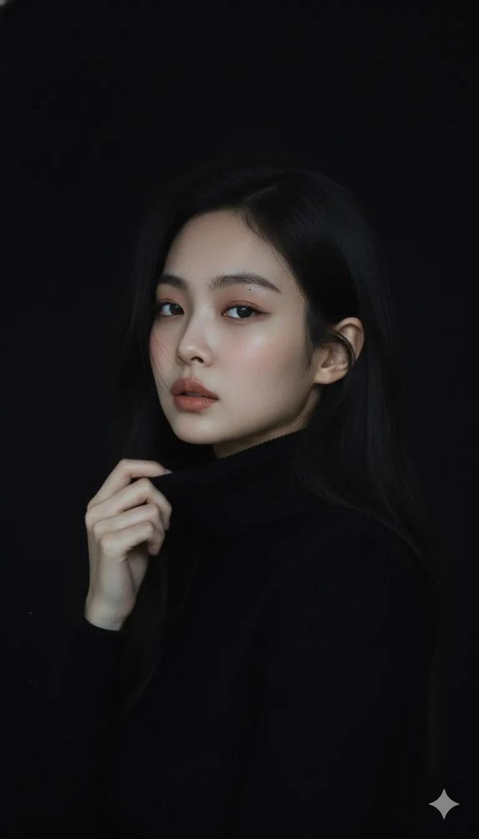 Moody cinematic portrait of a young woman with clear fair sk