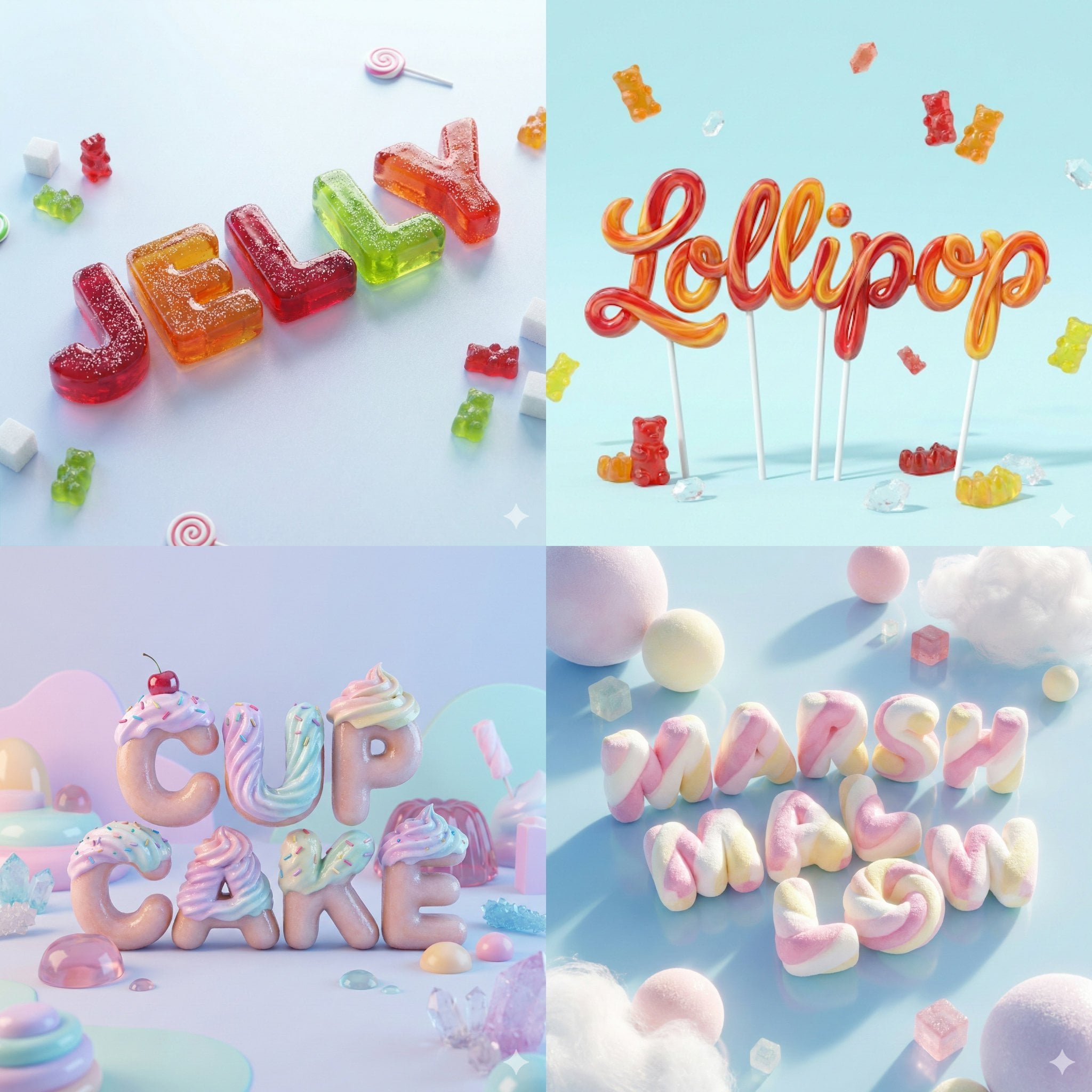 A smooth, ultra-realistic 3D render of the word [YOUR WORD] 