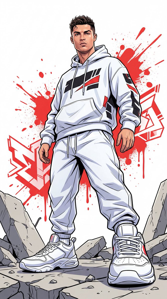 A dynamic full-body urban illustration of a man (use the exa