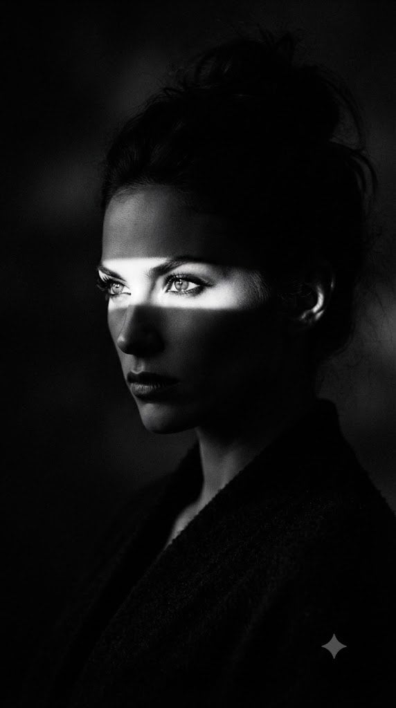 9:16 Aspect ratio 
A dark, moody low-key black and white cin