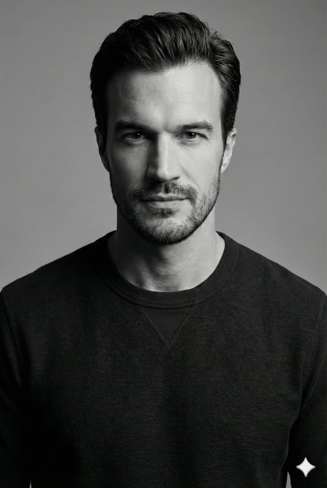 {
"style": "monochrome studio portrait",
"subject": {