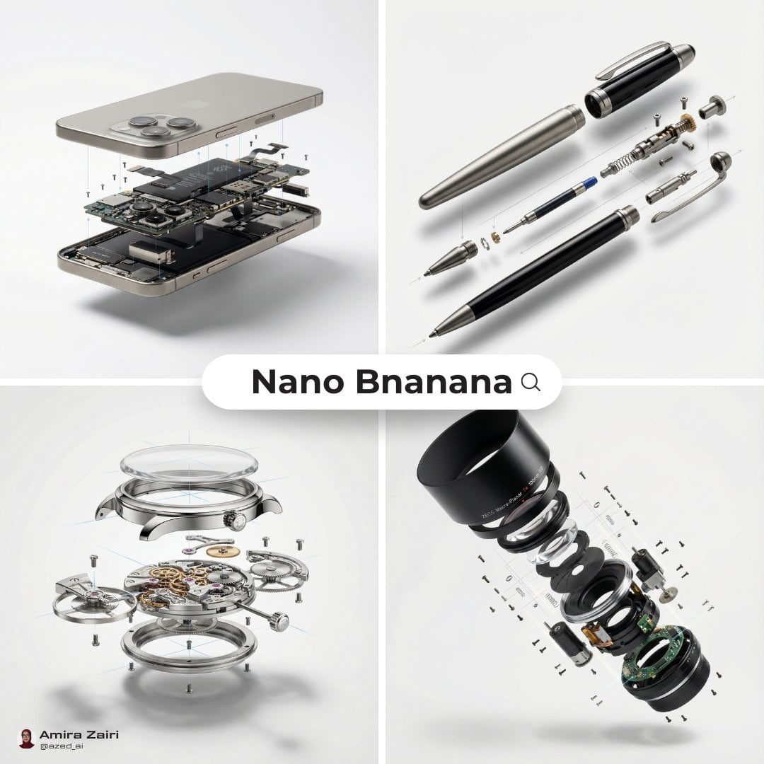 Create an exploded products with inner mechanics [product], 