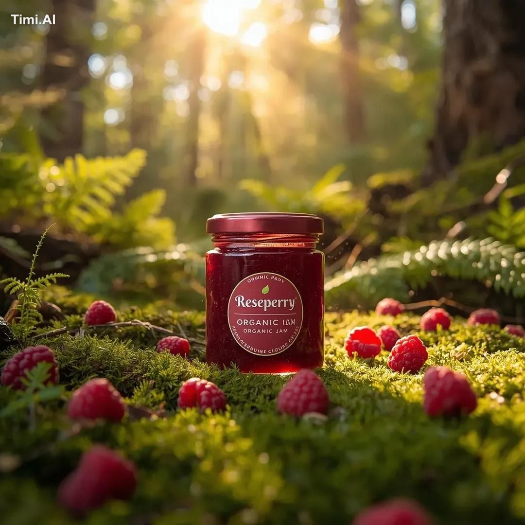 High-end commercial food product photography of a (glass jar