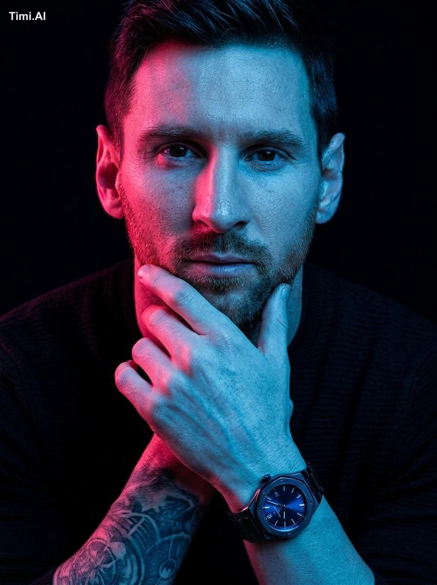 A hyper-stylized portrait of the same person, keeping their