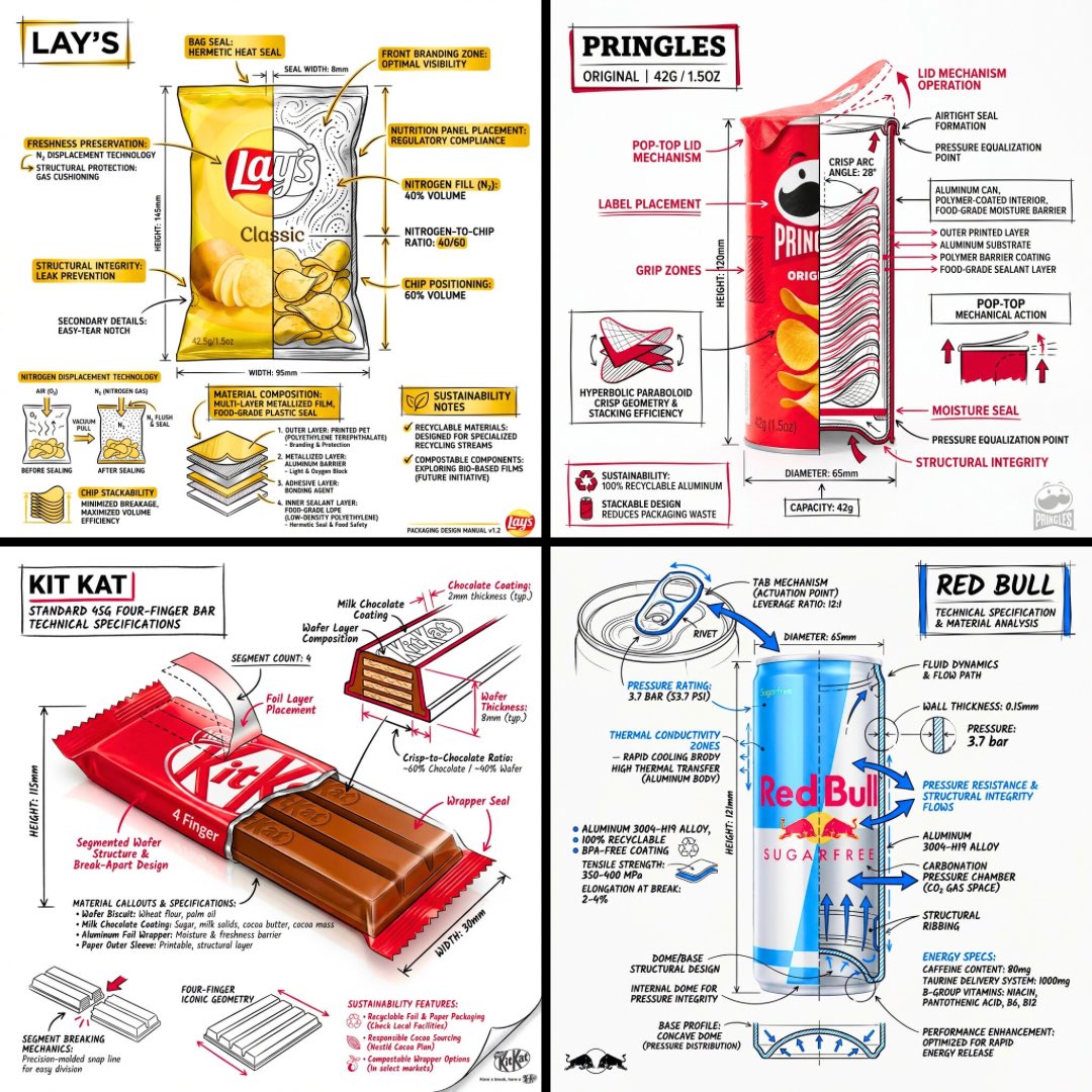Create a branded technical infographic of a [SNACK], combini
