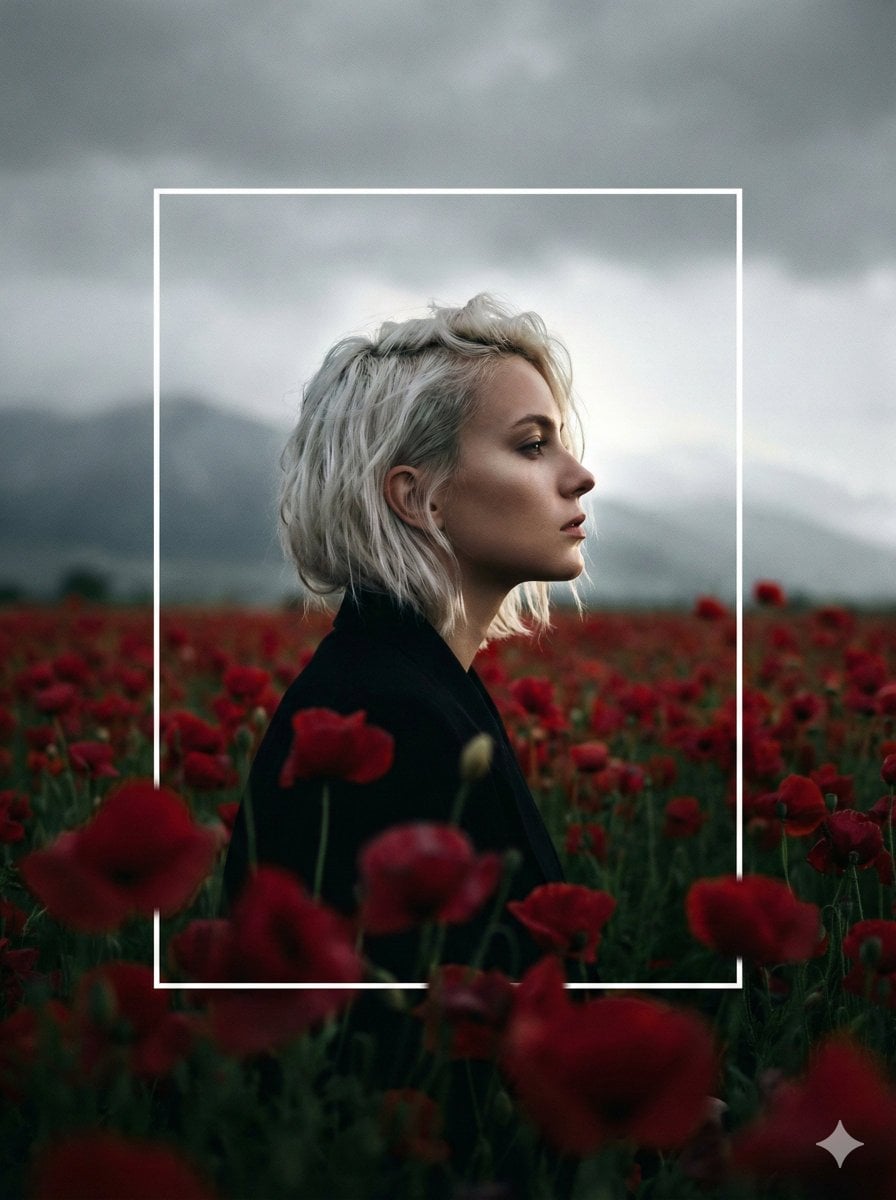 A cinematic, high-contrast profile portrait of a woman with 