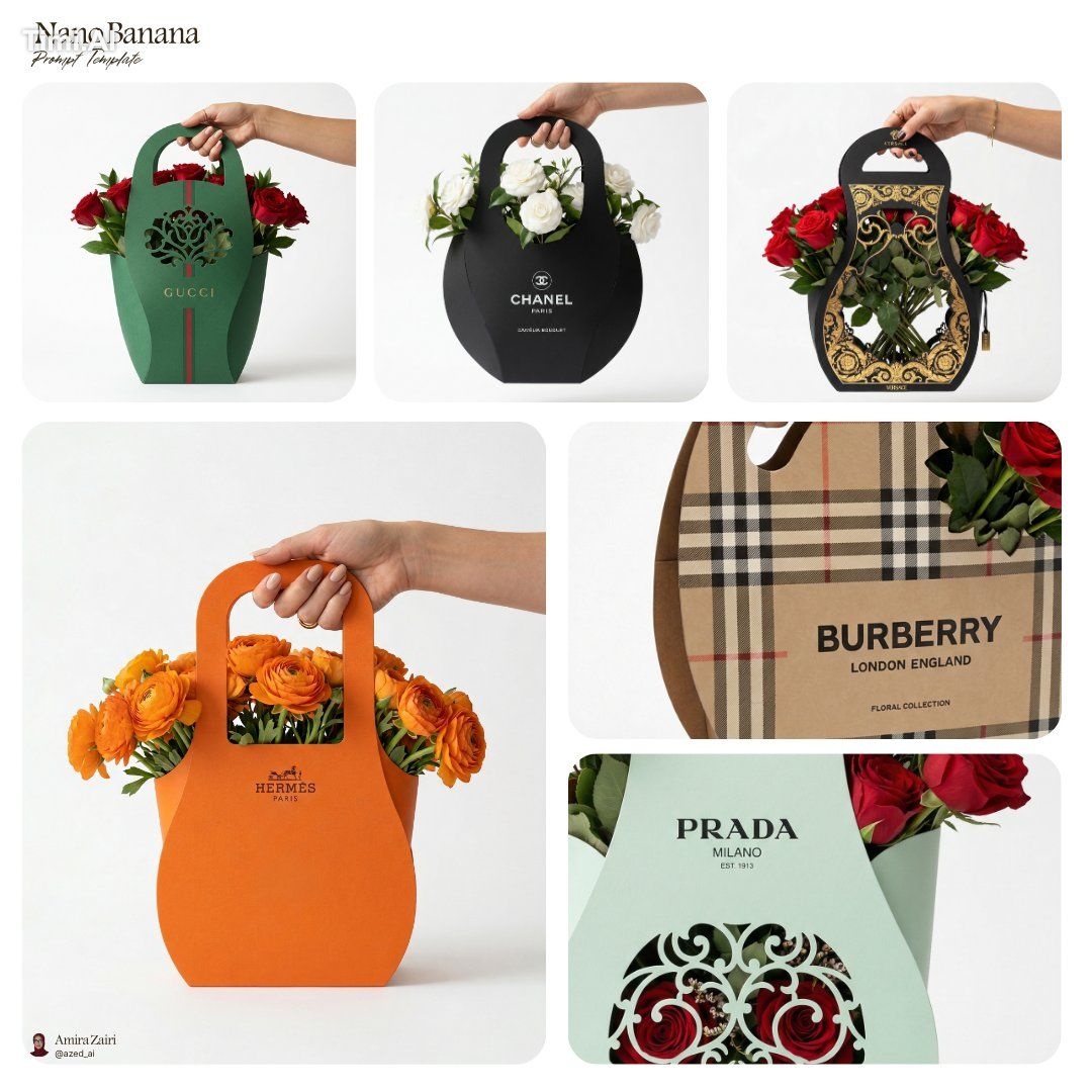 Minimalist branded flower packaging design for [brand], eco-