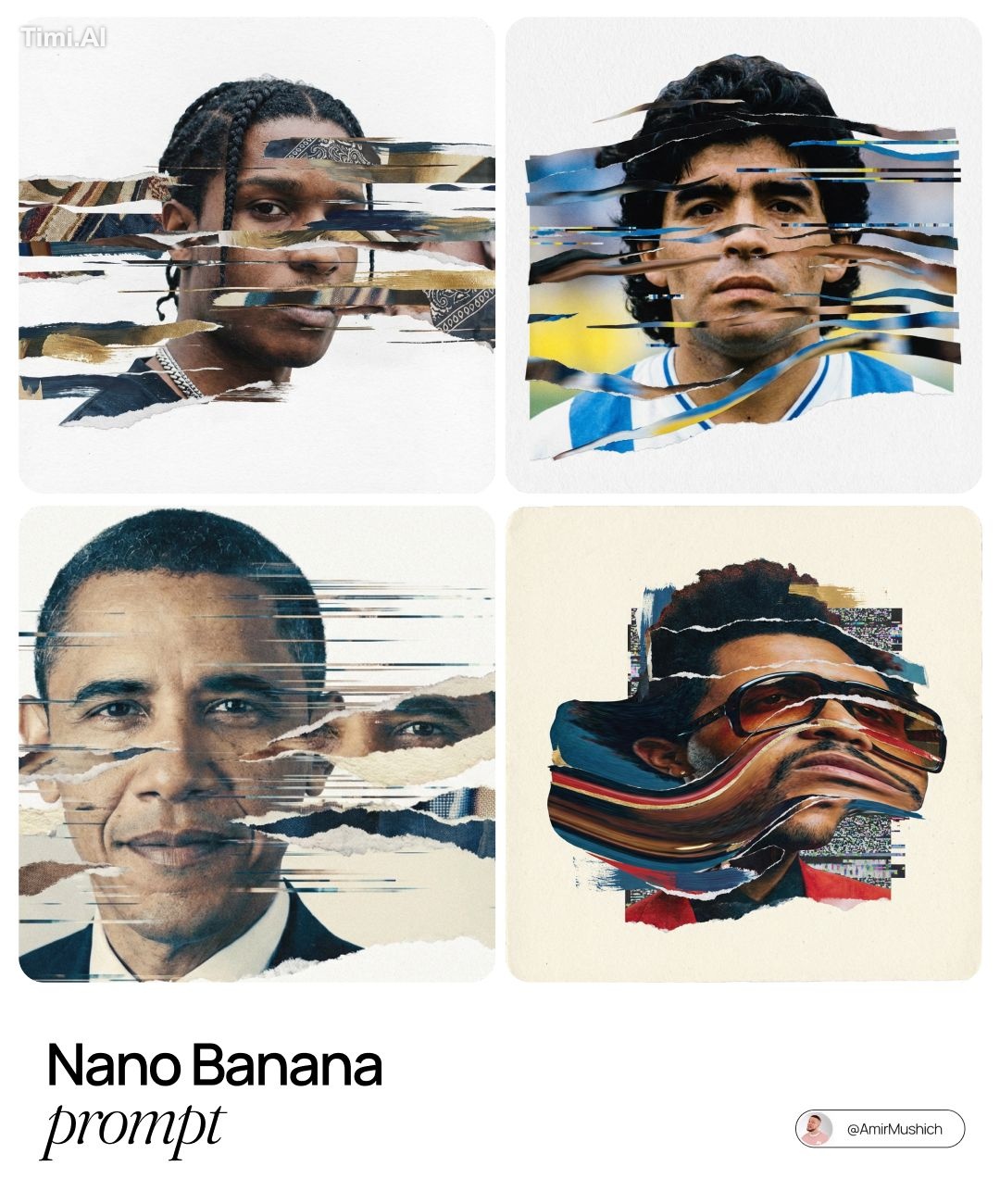 A surreal mixed-media portrait of [PERSON], set against a cl