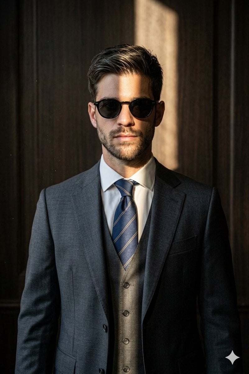 A professional and sharp portrait of the same man from with