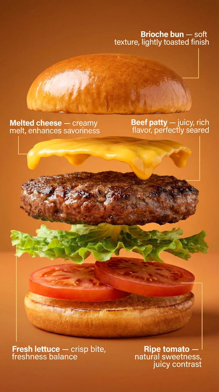 1️⃣
High-end commercial food photography of a premium burg