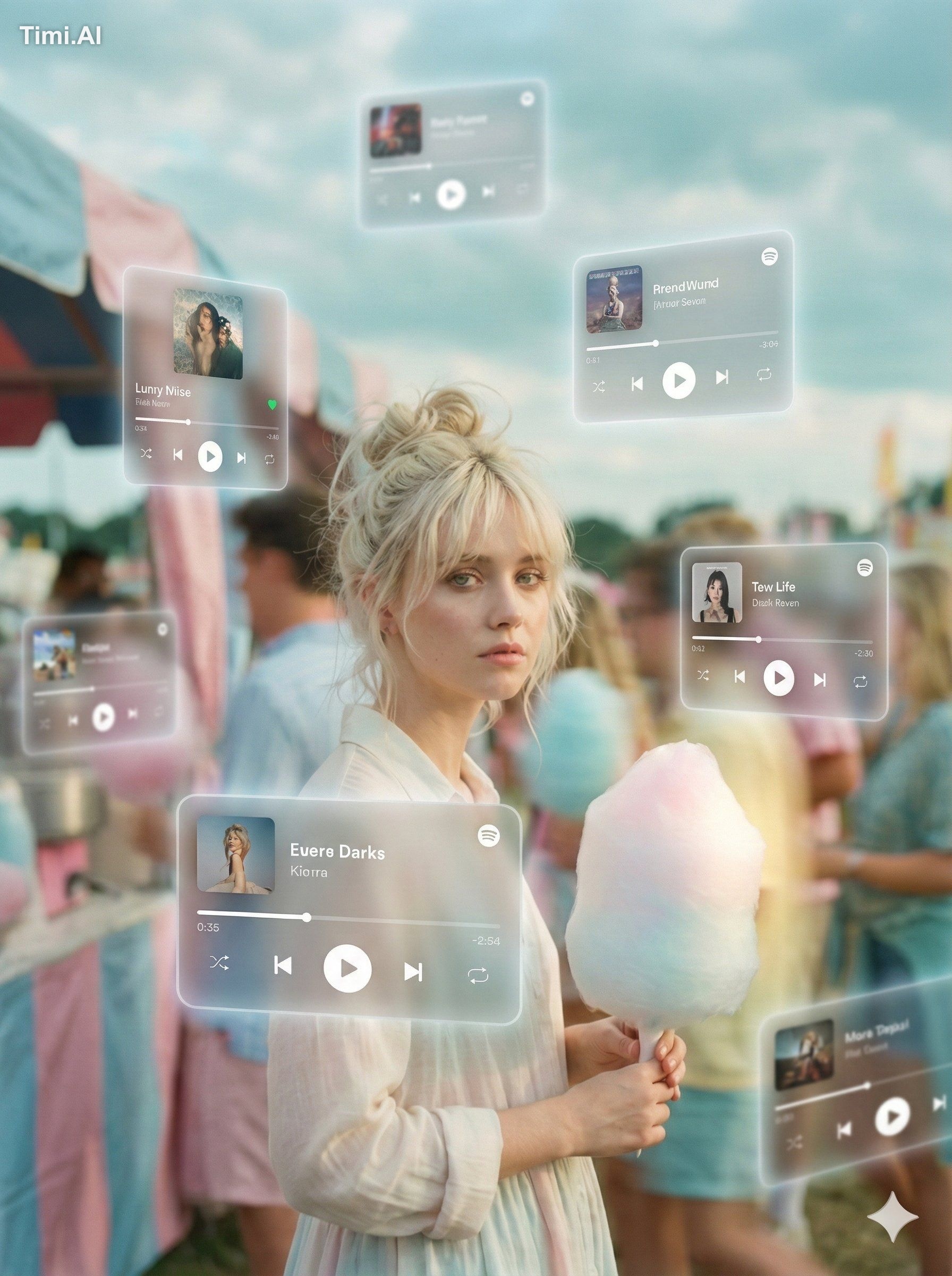 A dreamlike, movie-quality augmented reality visual where nu