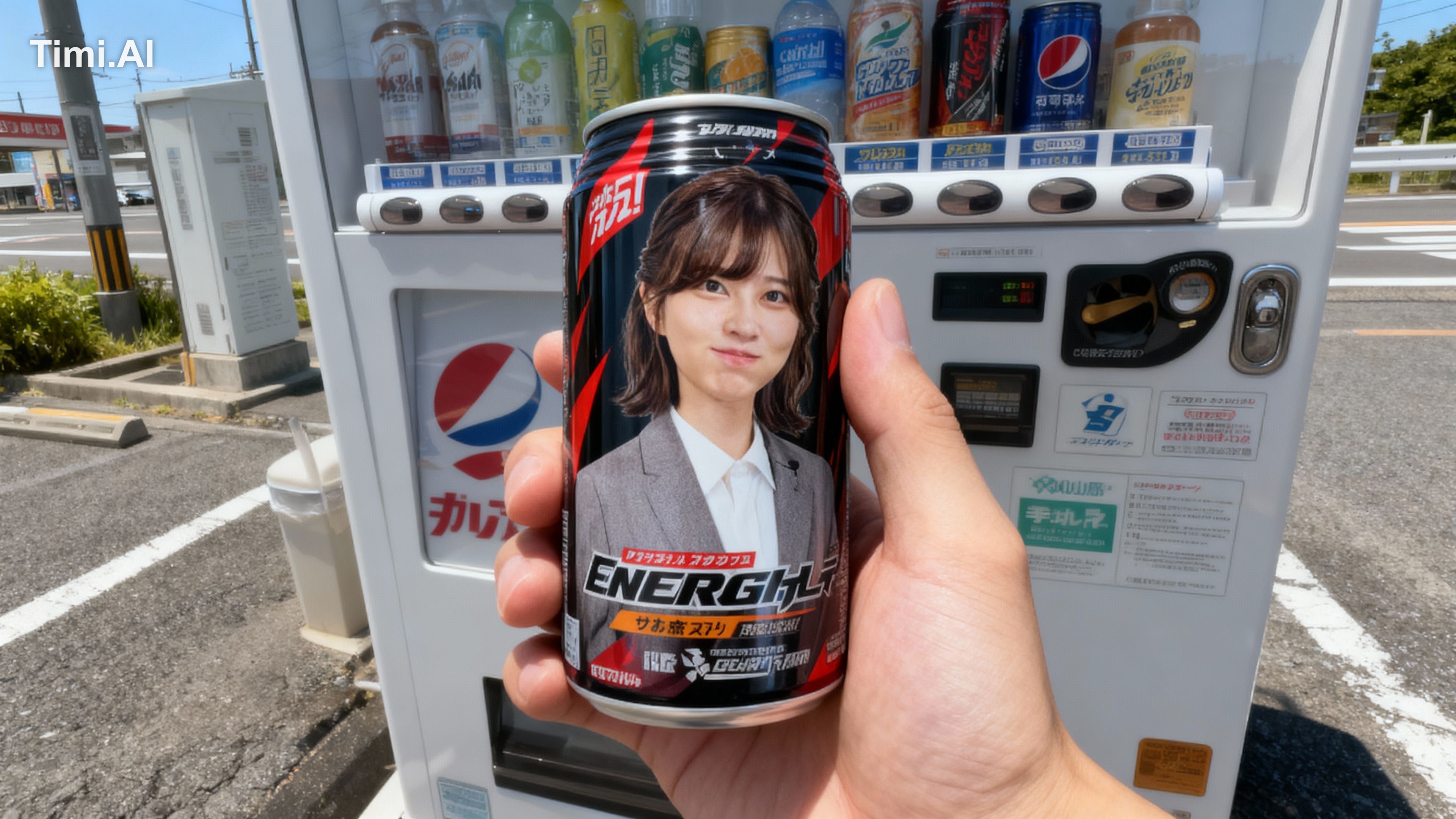 Photorealistic depection of a Japanese roadside beverage ven