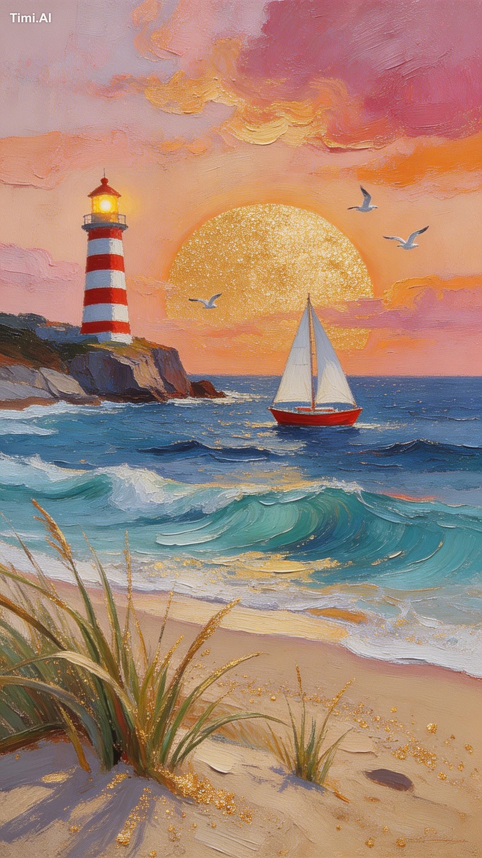 Promt: Sailboat
A vibrant oil painting with heavy impasto te