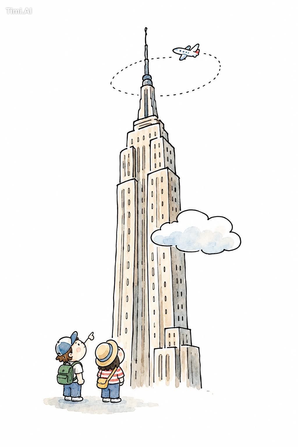 A minimalist hand-drawn doodle illustration of the Empire St