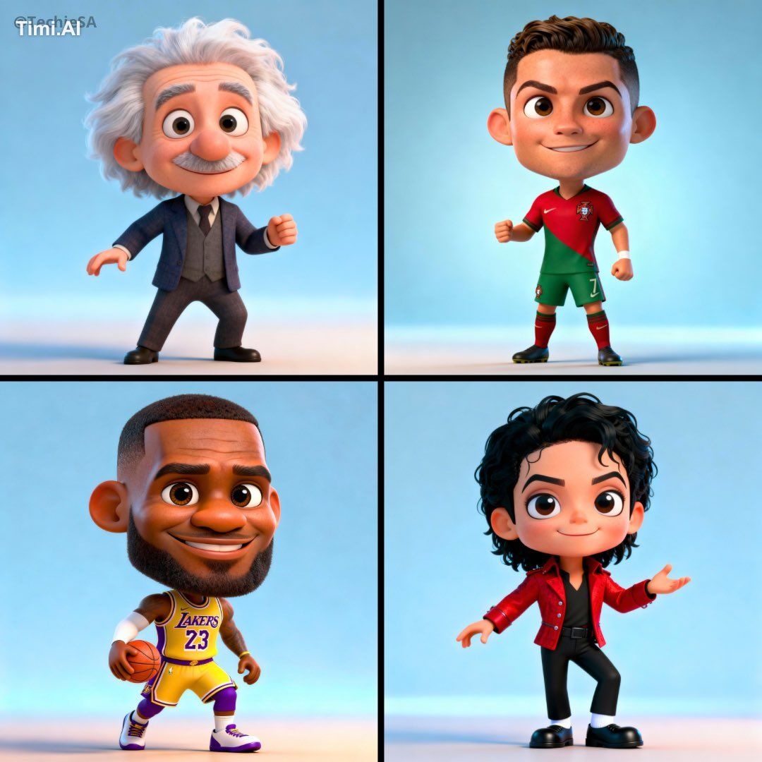 Full-body 3D caricature of [Character Name] in Pixar/DreamWo