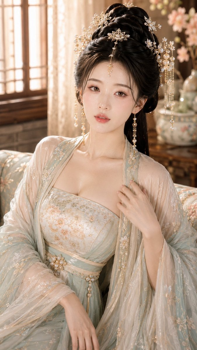 主题风格:古风贵女高级水光写真
身份气质:高门贵女,温柔、清贵、富养、娴静
妆感目标:奶杏琥珀高光水光妆
服装级别:清贵