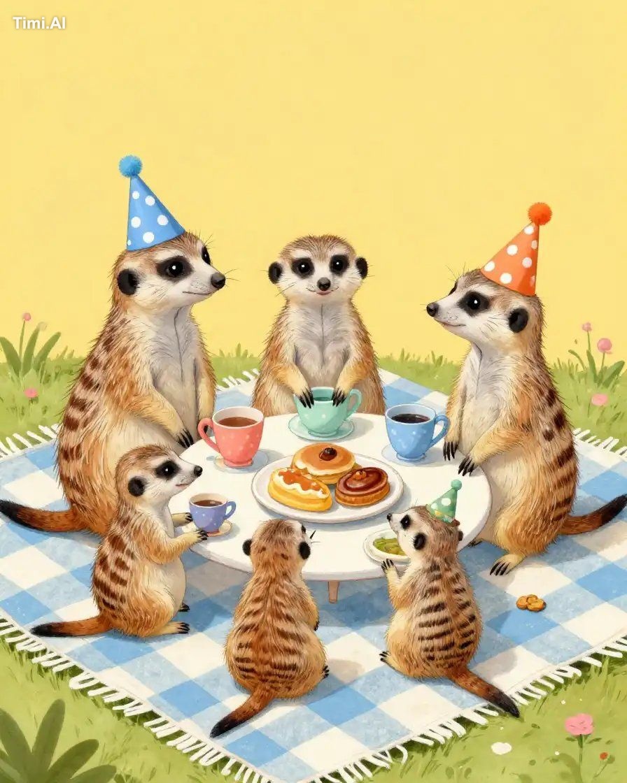Ai Art Prompt Share Party 🎨👇

meerkat family having a tea 