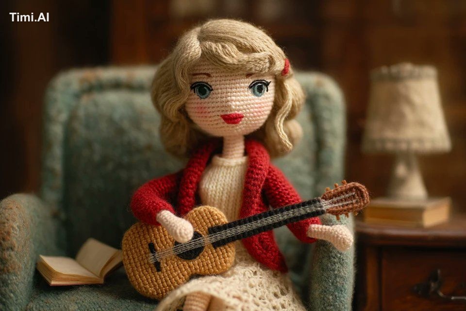 A crochet doll-style of a [subject], made with soft yarn tex