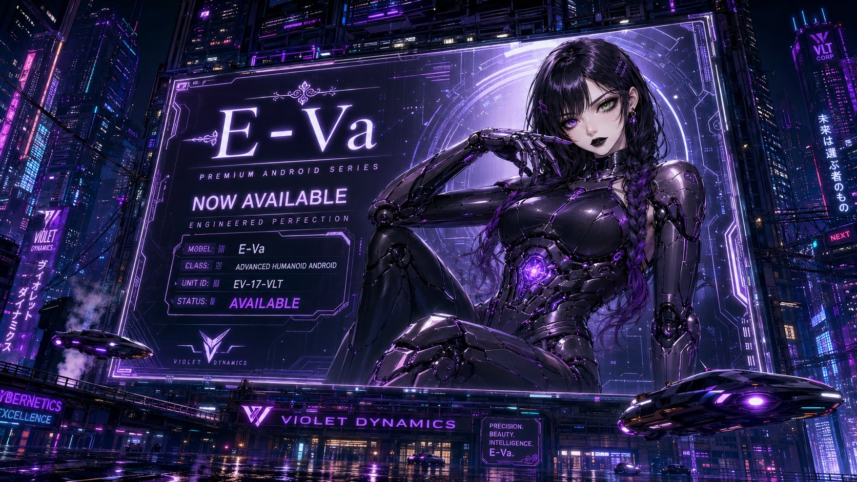 CYBERPUNK ANDROID ADVERTISEMENT 🌃🤖💜💚
This one me and @N