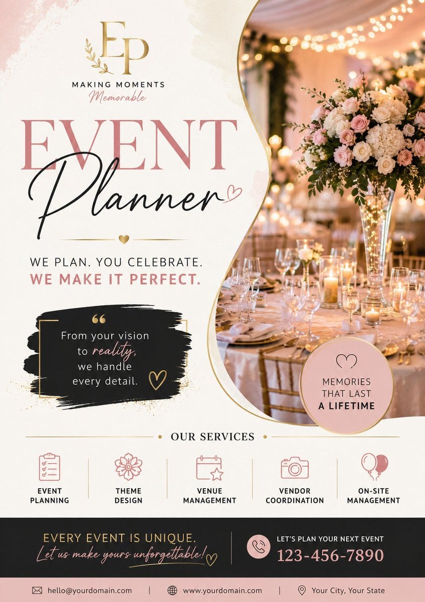 Create a high-resolution, print-ready A4/A3 portrait event p