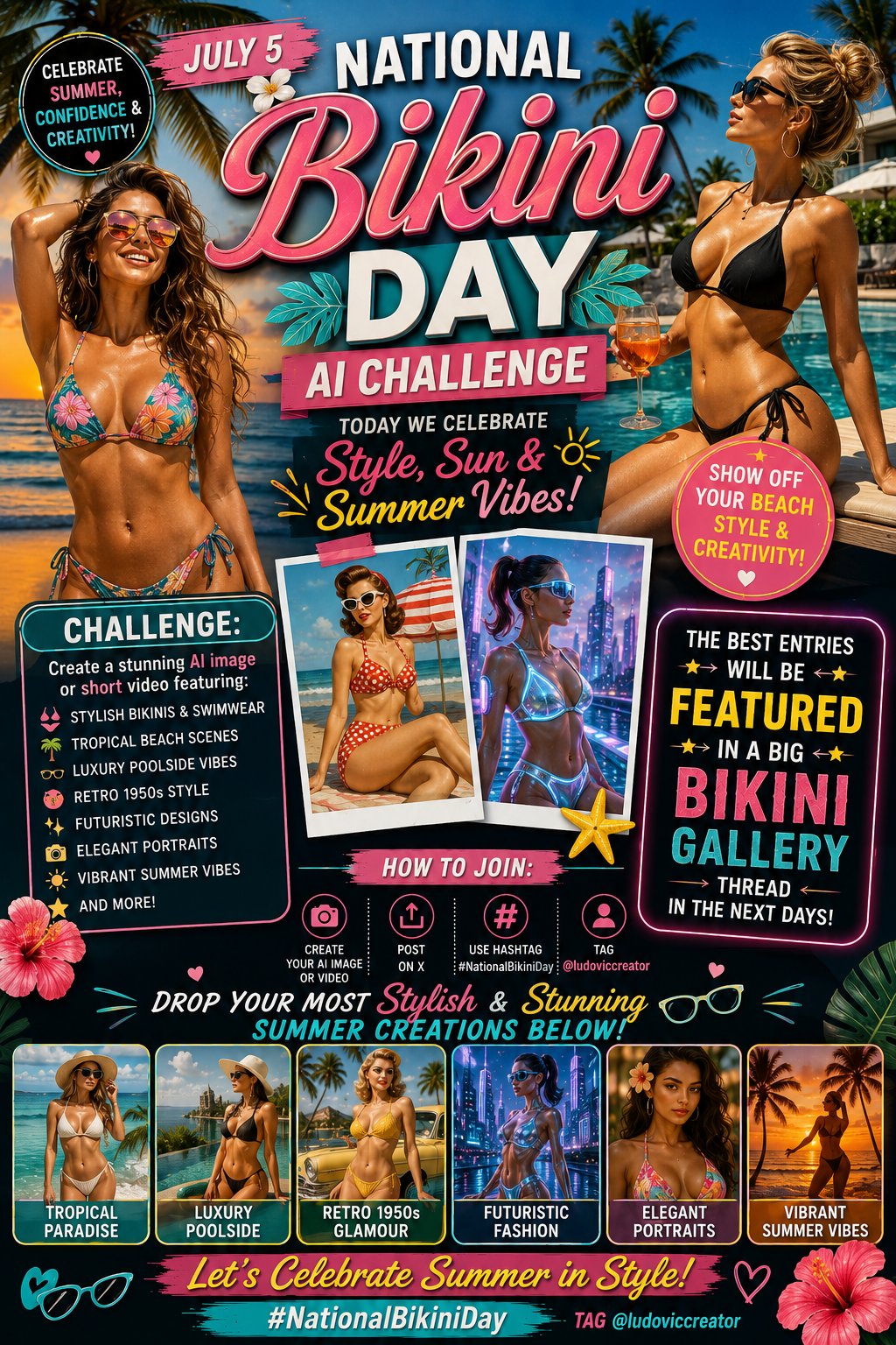 👙 National Bikini Day AI Challenge July 5
Today is Natio