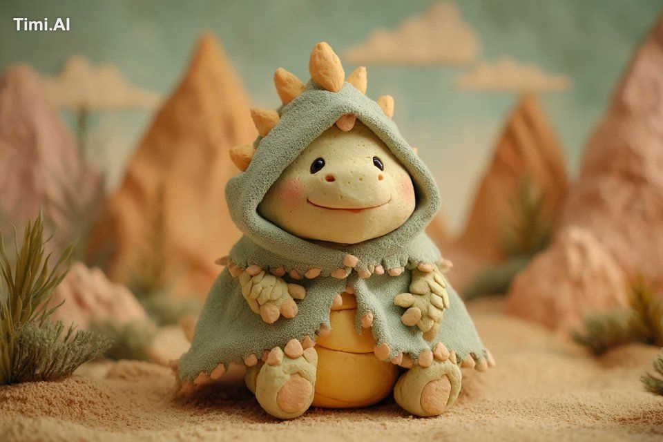 A playful baby [subject] in a claymation animation style, we