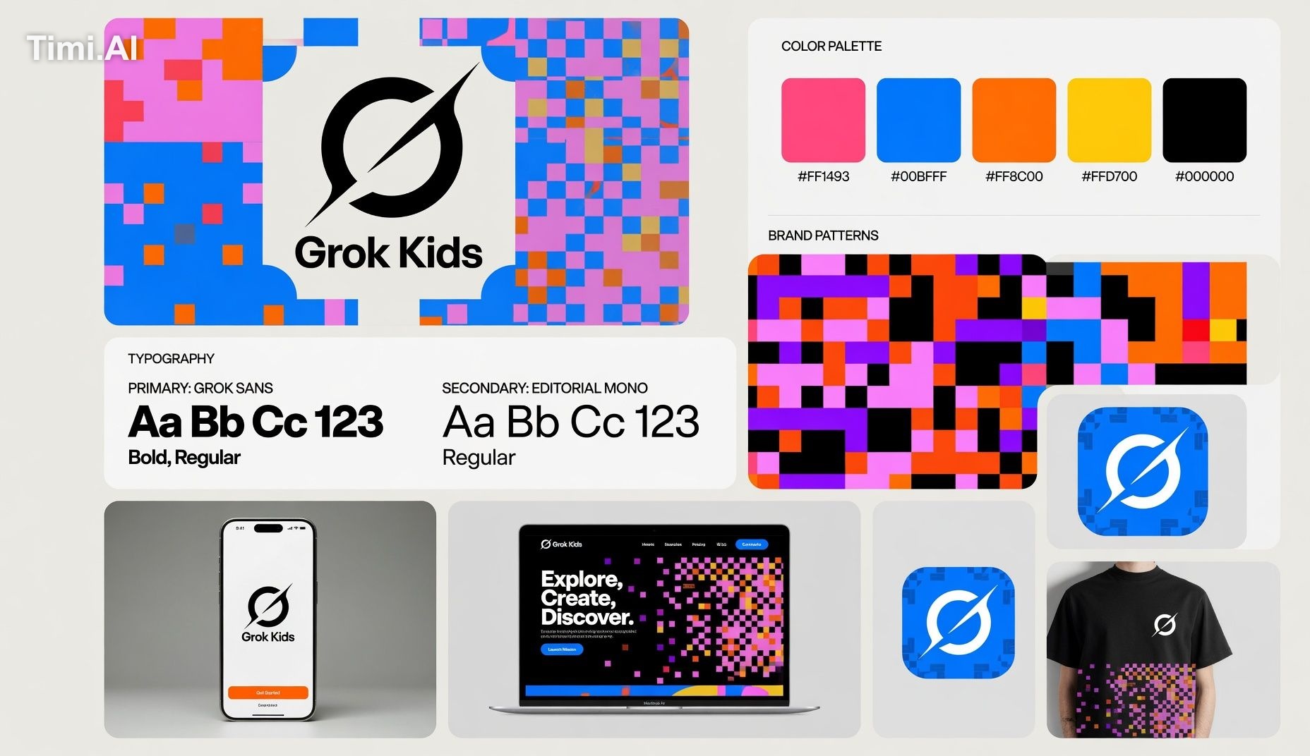 Create a high-end 2026 bento grid style brand identity kit f