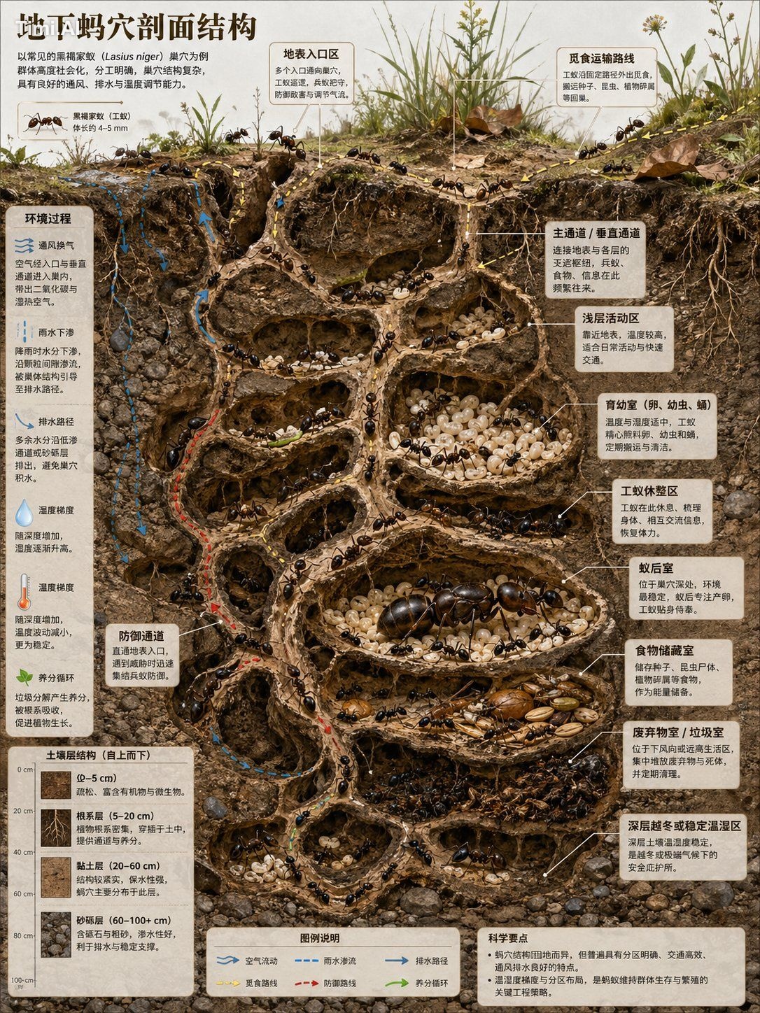 A premium scientific infographic / cutaway cross-section ill