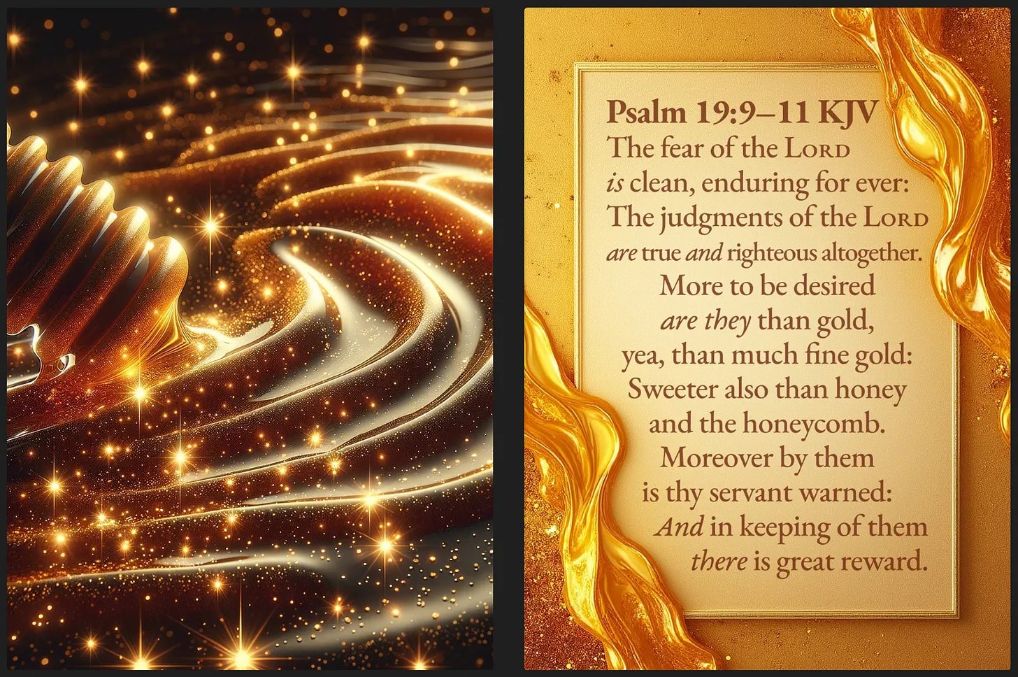 KJV Cards' image has two parts: the left side shows a honey