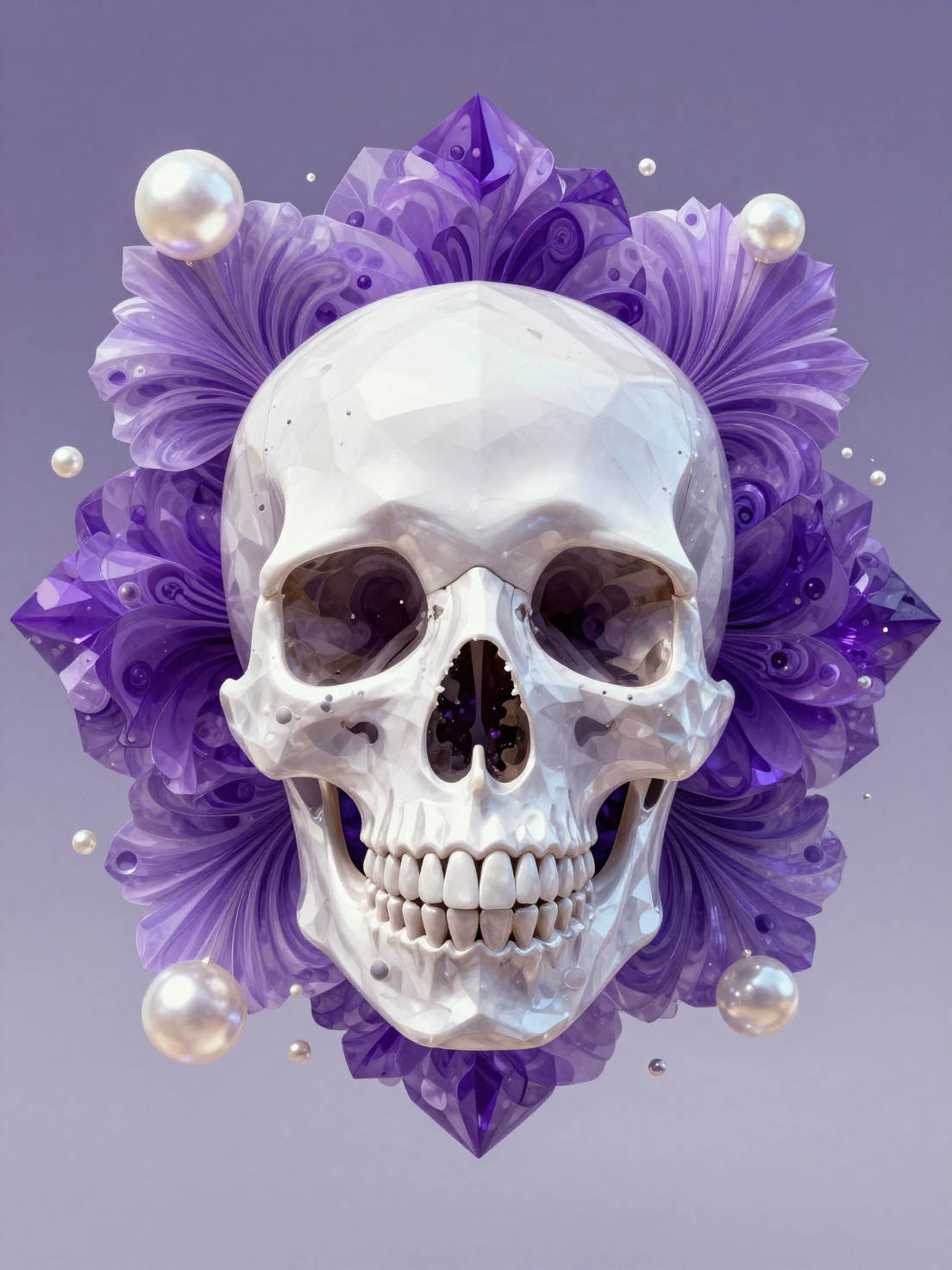 A Crystal Skull depicted in an Interdimensional Polygon Bloo