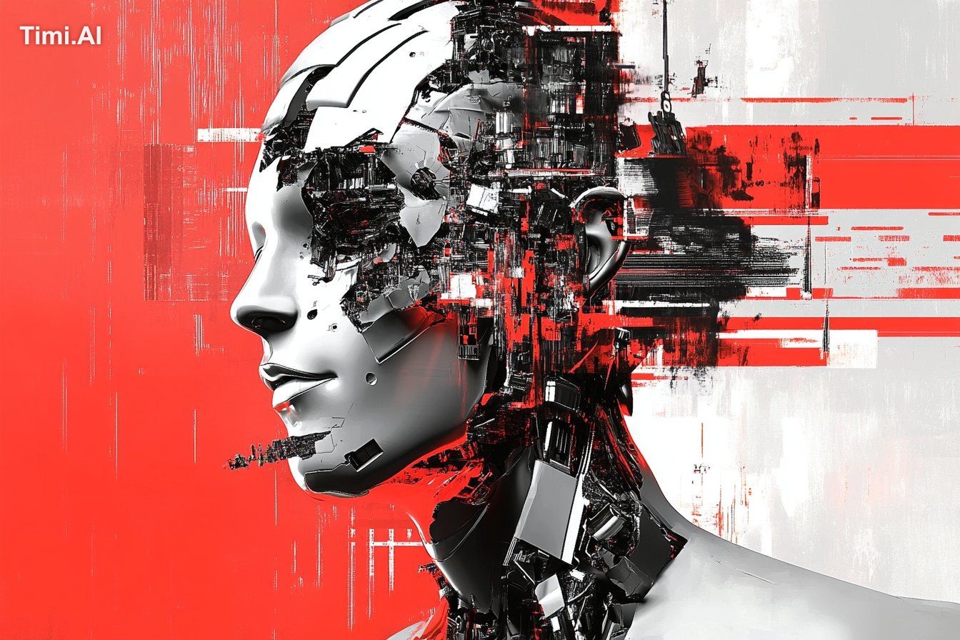 A Glitch Art Cybernetic Breakdown of [SUBJECT], featuring di