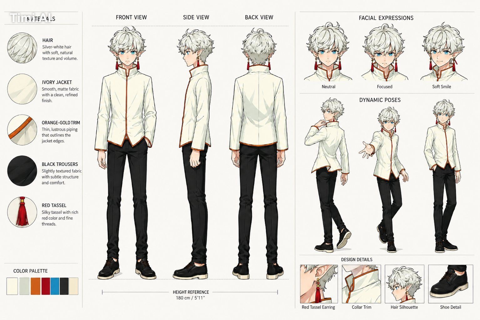 Professional character design sheet / model sheet, single re