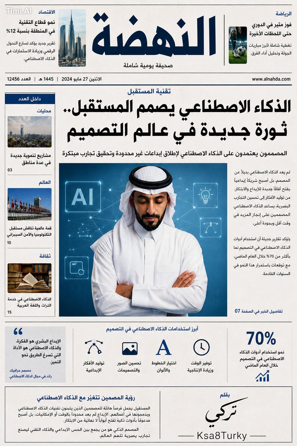 تخيل اسمك يتصدر جريدة بسبب إبداعك في الذكاء الاصطناعي 📰✨
1