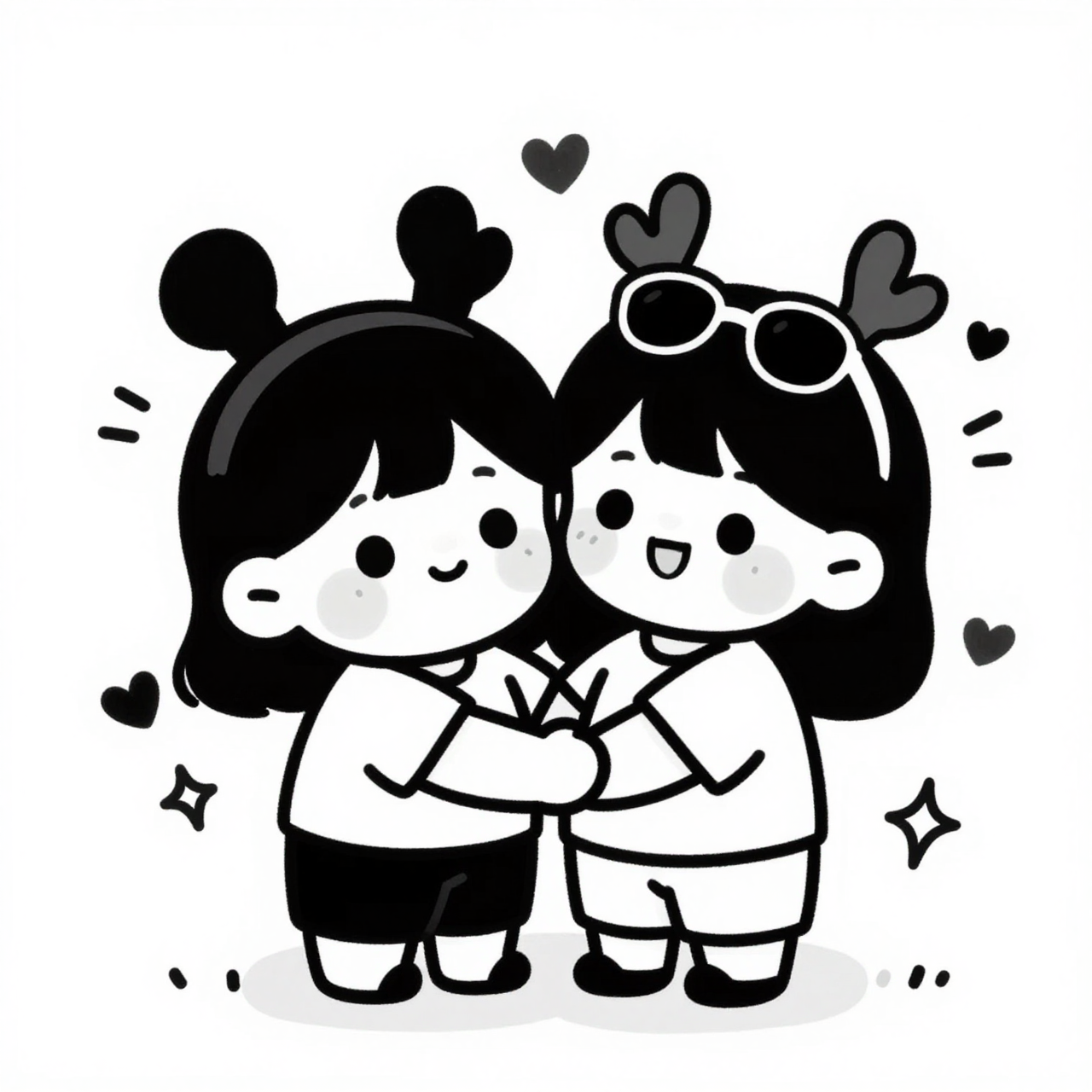 Transform the uploaded photo into a cute black-and-white han